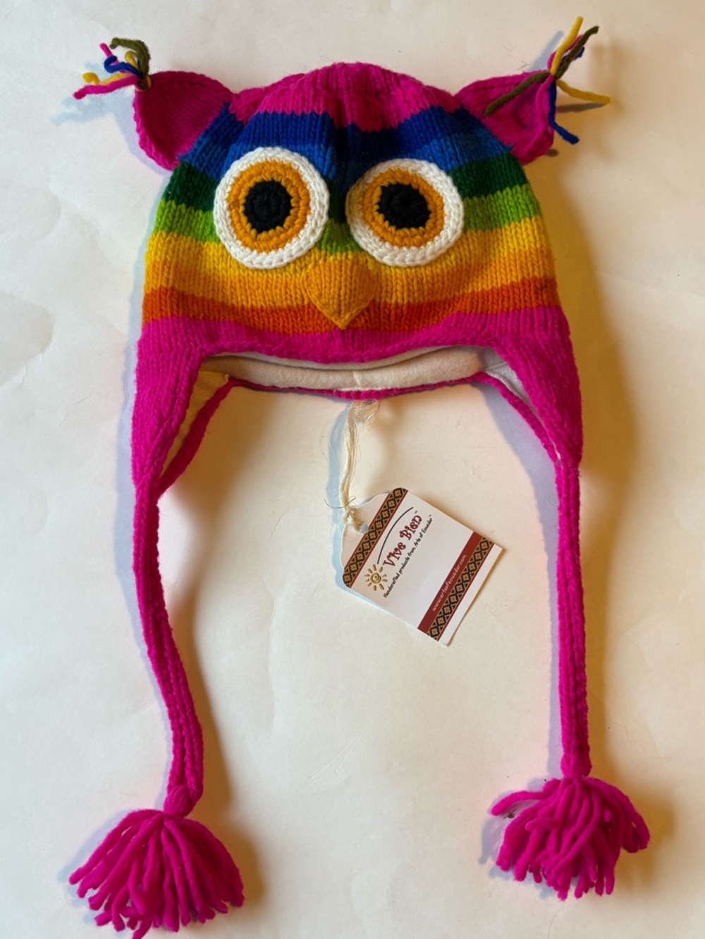 Handcrafted 100% Wool Owl Hat from Atrs of Ecuador Adult